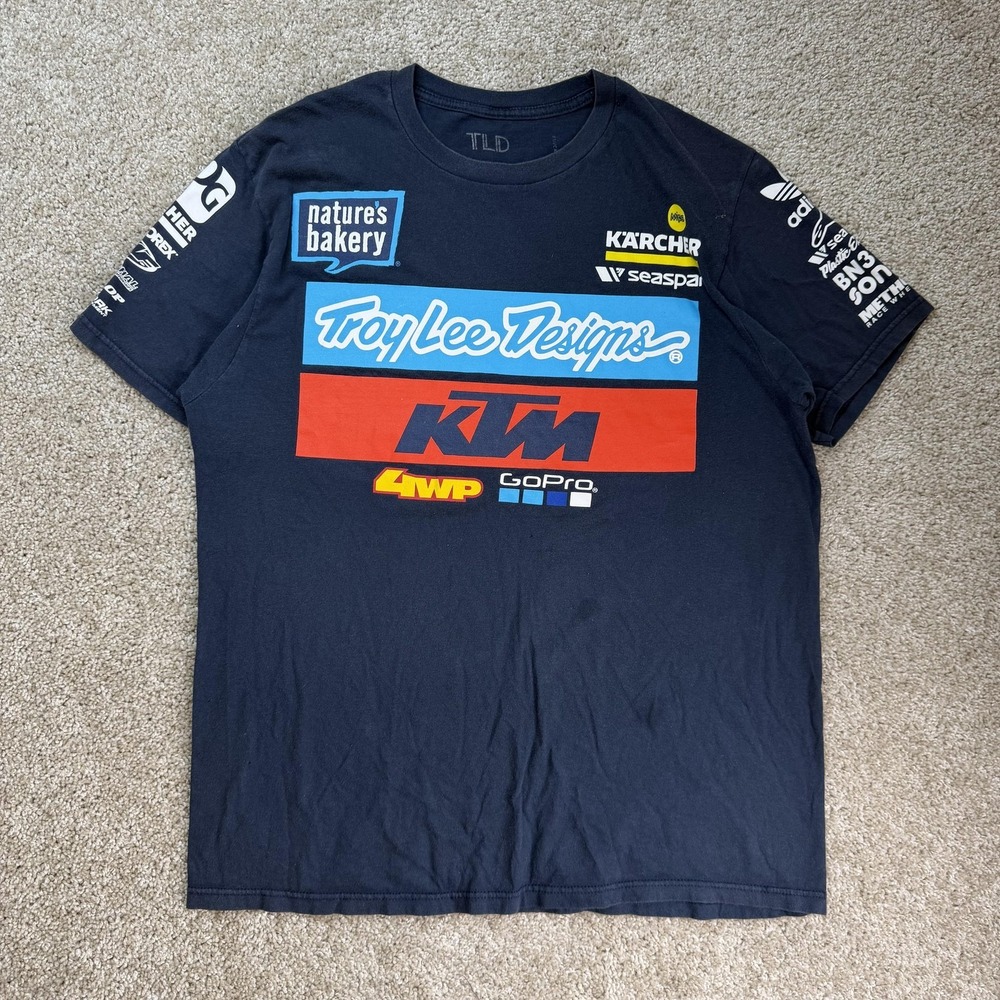 Troy Lee Designs KTM Racing Shirt Mens Large Blue Graphic Motocross Tee T-Shirt